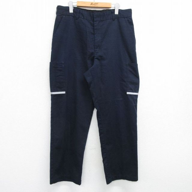 W35★古着 ワーク パンツ メンズ FedEx リフレクター 紺 ネイビー 25apr12 中古 ボトムス ロング
