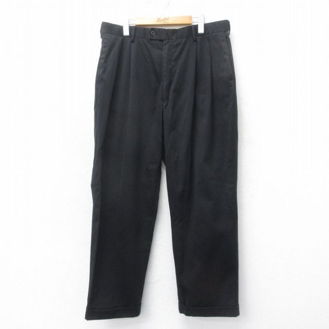 【50%OFF】W38★古着 パンツ メンズ コットン 黒 ブラック 25apr12 中古 ボトムス ロング