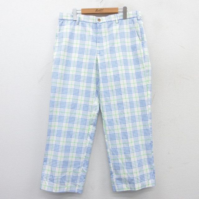 W36★古着 IZOD ゴルフ パンツ メンズ 薄紺他 ネイビー チェック 【spe】 25apr12 中古 ボトムス ロング