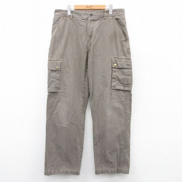 【50%OFF】W37★古着 セントジョンズベイ カーゴ パンツ メンズ ダック地 コットン 茶 ブラウン 25apr12 中古 ボトムス ロング