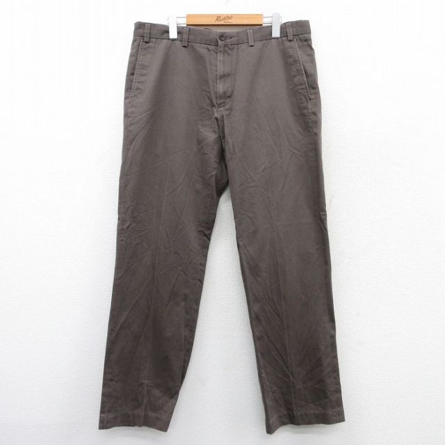 W36★古着 エディーバウアー パンツ メンズ コットン 濃茶 ブラウン 25apr12 中古 ボトムス ロング