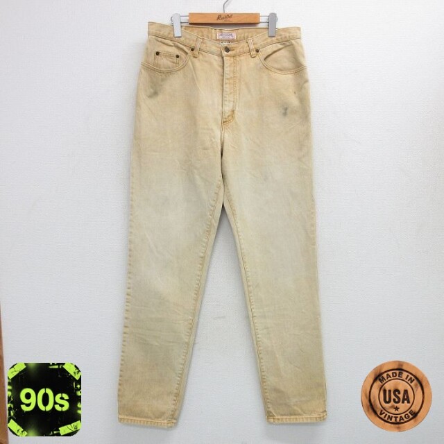 【50%OFF】ゲス 90s ジーンズ テーパード ベージュ W34 | 古着