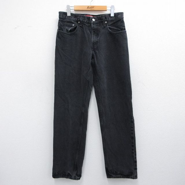 W31★古着 アリゾナジーンズ ジーンズ メンズ コットン 黒 ブラック デニム 25apr14 中古 ボトムス ジーパン Gパン ロング パンツ
