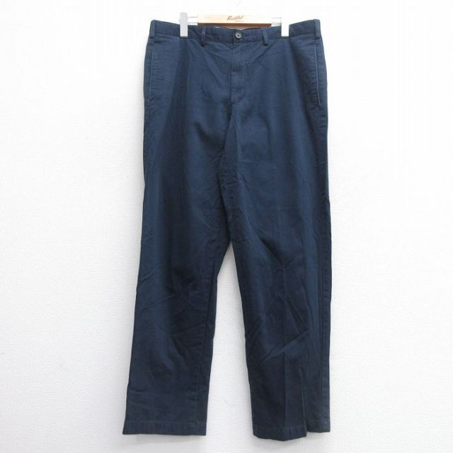 【50%OFF】W36★古着 ランズエンド パンツ メンズ コットン 紺 ネイビー 25apr14 中古 ボトムス ロング