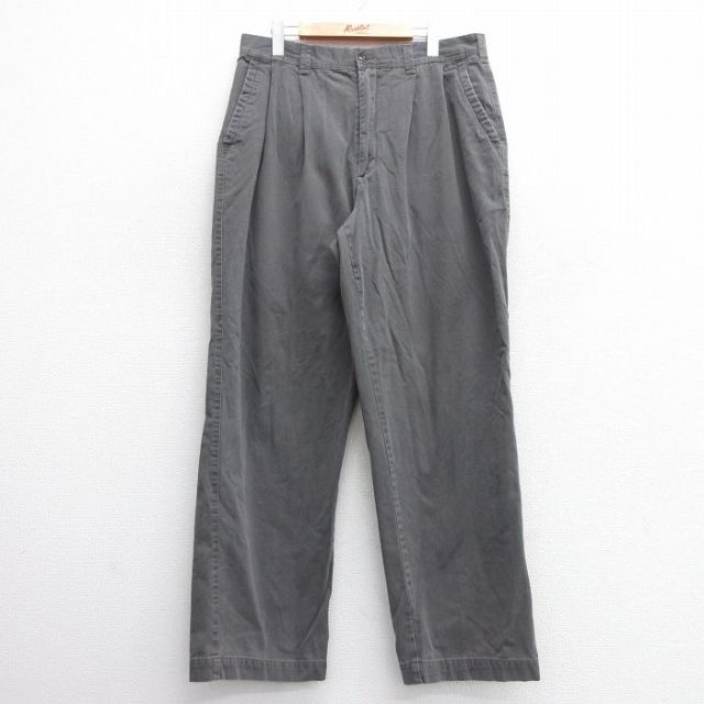 【20%OFF】W36★古着 ペリーエリス パンツ メンズ コットン グレー系 25apr14 中古 ボトムス ロング