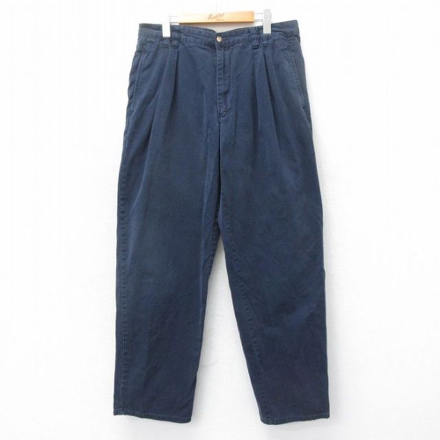 【50%OFF】W36★古着 MERONA パンツ メンズ コットン 紺 ネイビー 25apr14 中古 ボトムス ロング