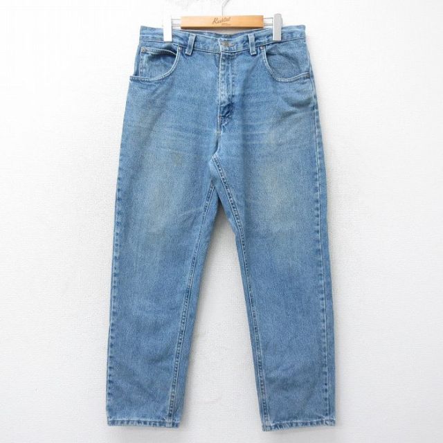 W34★古着 FADED GLORY ジーンズ メンズ 90年代 90s ヒゲ コットン USA製 紺 ネイビー デニム 25apr14 中古 ボトムス ジーパン Gパン ロング パンツ
