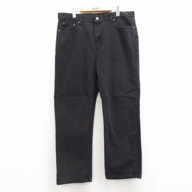 W39★古着 ジーンズ メンズ コットン 黒 ブラック デニム 25apr15 中古 ボトムス ジーパン Gパン ロング パンツ