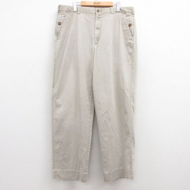 W37★古着 オービス ORVIS パンツ メンズ 90年代 90s コットン ベージュ カーキ 25apr16 中古 ボトムス ロング