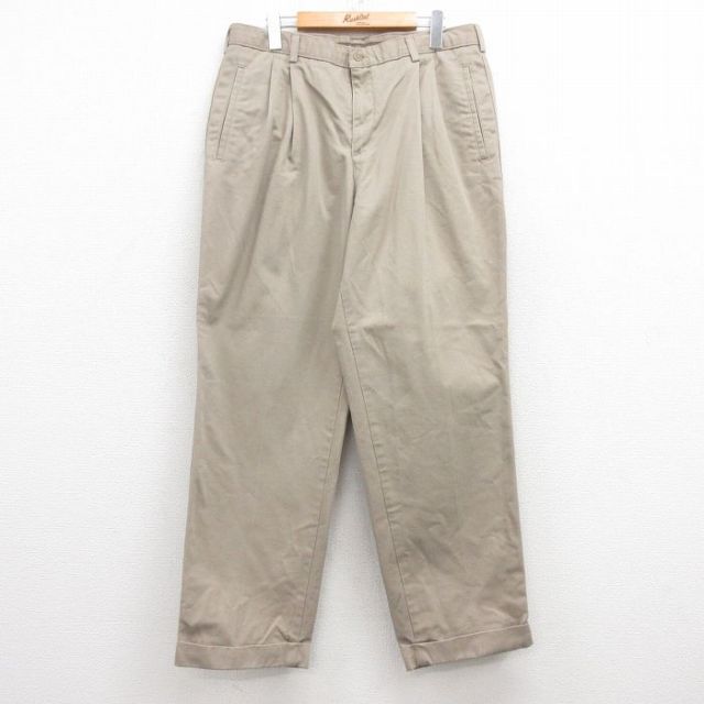 W34★古着 チノ パンツ チノパン メンズ コットン ベージュ カーキ 25apr16 中古 ボトムス ロング