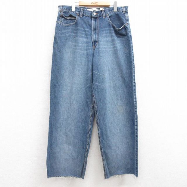 W36★古着 ギャップ GAP ジーンズ メンズ 90年代 90s ヒゲ コットン USA製 紺 ネイビー デニム 【spe】 25apr16 中古 ボトムス ジーパン Gパン ロング パンツ