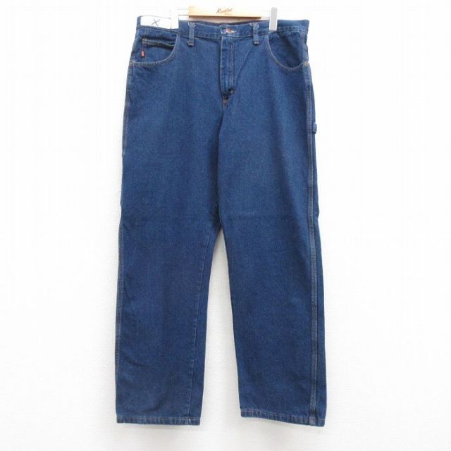 W38★古着 レッドキャップ ペインター パンツ メンズ コットン 濃紺 ネイビー デニム 25apr16 中古 ボトムス ロング