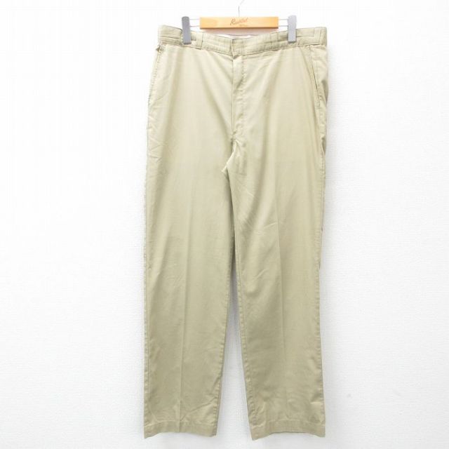 W34★古着 ディッキーズ Dickies ワーク パンツ メンズ 90年代 90s USA製 ベージュ カーキ 25apr16 中古 ボトムス ロング
