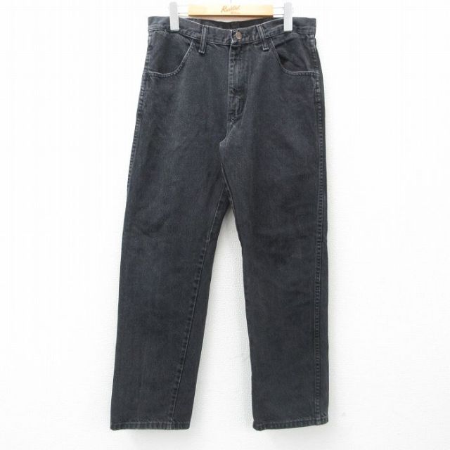 W32★古着 ラスラー ジーンズ メンズ コットン 黒 ブラック デニム 25apr16 中古 ボトムス ジーパン Gパン ロング パンツ