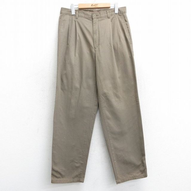 W34★古着 チノ パンツ チノパン メンズ 00年代 00s コットン 茶 ブラウン 25apr17 中古 ボトムス ロング