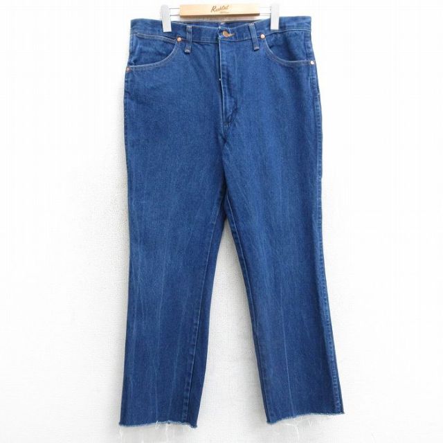 W36★古着 ラングラー Wrangler ジーンズ メンズ コットン 紺 ネイビー デニム 25apr17 中古 ボトムス ジーパン Gパン ロング パンツ