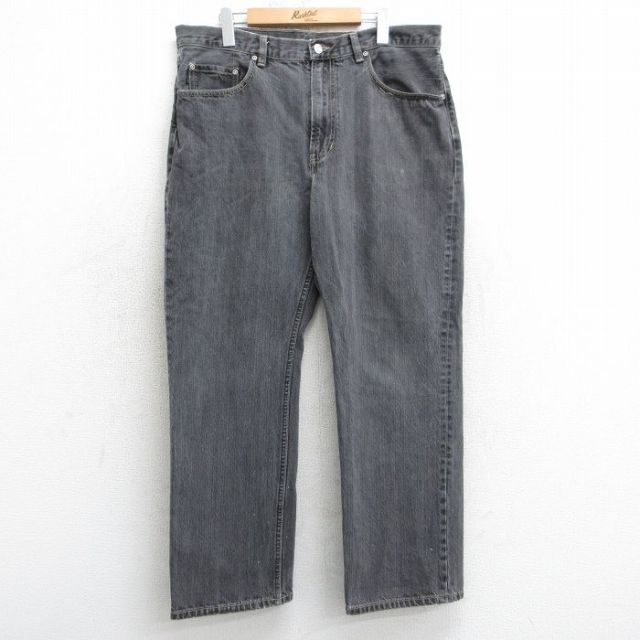 【50%OFF】W37★古着 STRUCTURE ジーンズ メンズ コットン 黒 ブラック デニム 25apr17 中古 ボトムス ジーパン Gパン ロング パンツ