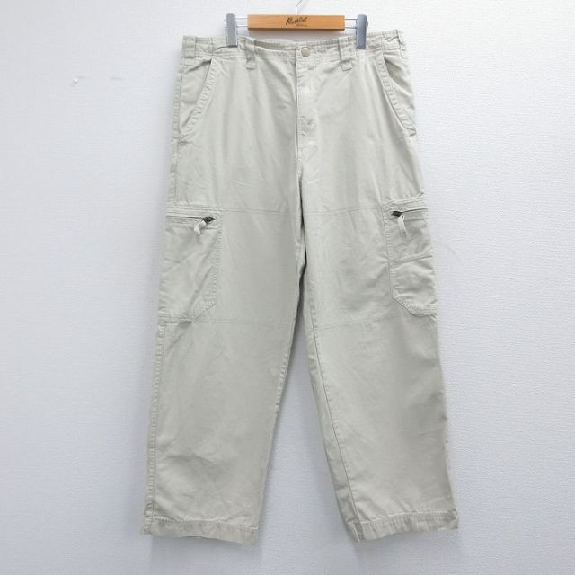 W40★古着 オールドネイビー OLD NAVY カーゴ パンツ メンズ 00年代 00s ダック地 コットン 薄ベージュ カーキ 25apr18 中古 ボトムス ロング