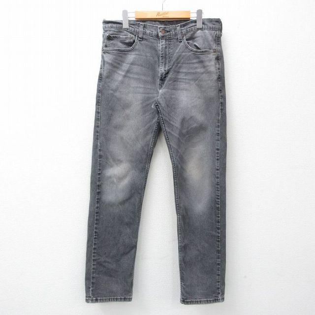 W35★古着 リーバイス Levis 505 ジーンズ メンズ ヒゲ 黒 ブラック デニム 【spe】 25apr18 中古 ボトムス ジーパン Gパン ロング パンツ