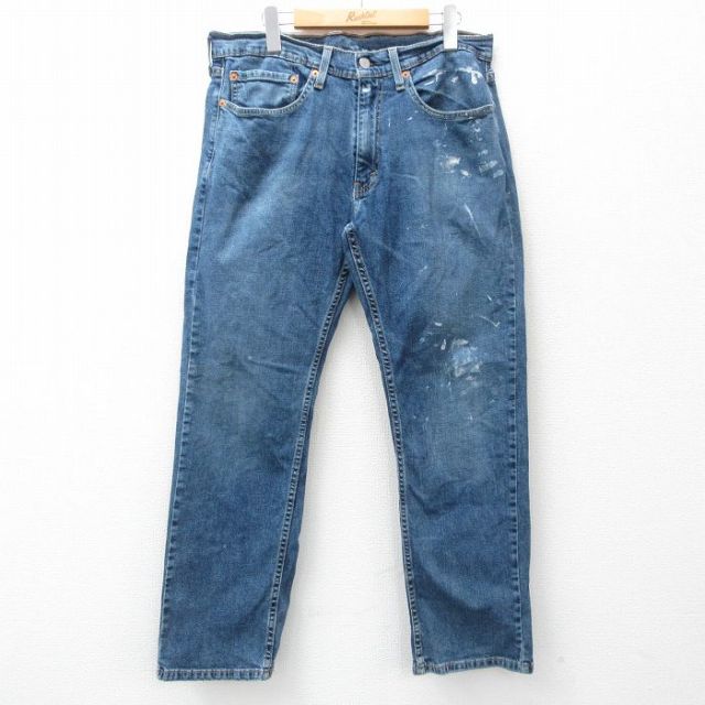 W35★古着 リーバイス Levis ジーンズ メンズ 紺 ネイビー デニム 25apr18 中古 ボトムス ジーパン Gパン ロング パンツ