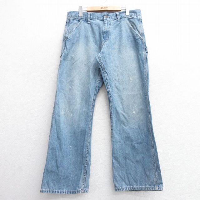 W35★古着 オールドネイビー OLD NAVY ペインター パンツ メンズ コットン 薄紺 ネイビー デニム 25apr18 中古 ボトムス ロング