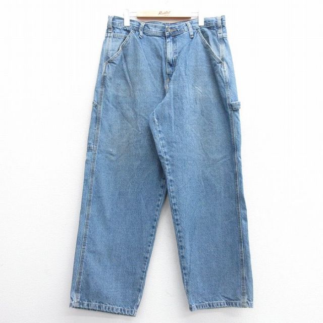 W36★古着 ペインター パンツ メンズ コットン 紺 ネイビー デニム 25apr18 中古 ボトムス ロング