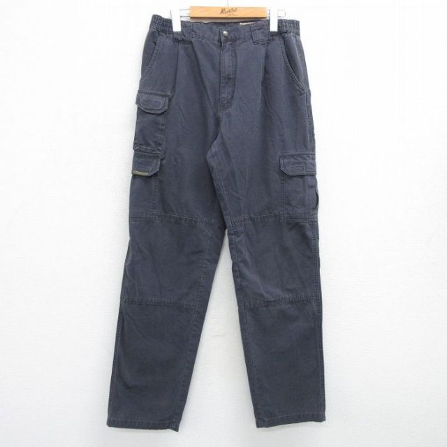 W32★古着 カーゴ パンツ メンズ ダック地 ダブルニー コットン グレー 25apr18 中古 ボトムス ロング