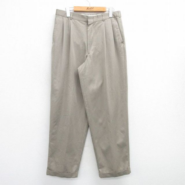 【20%OFF】W32★古着 ペリーエリス スラックス パンツ メンズ 90年代 90s ベージュ系 カーキ 25apr18 中古 ボトムス ロング