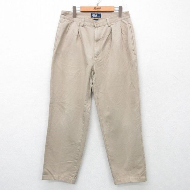 W33★古着 ラルフローレン Ralph Lauren ブランド チノ パンツ チノパン メンズ 90年代 90s ANDREW コットン ベージュ カーキ 25apr21 中古 ボトムス ロング
