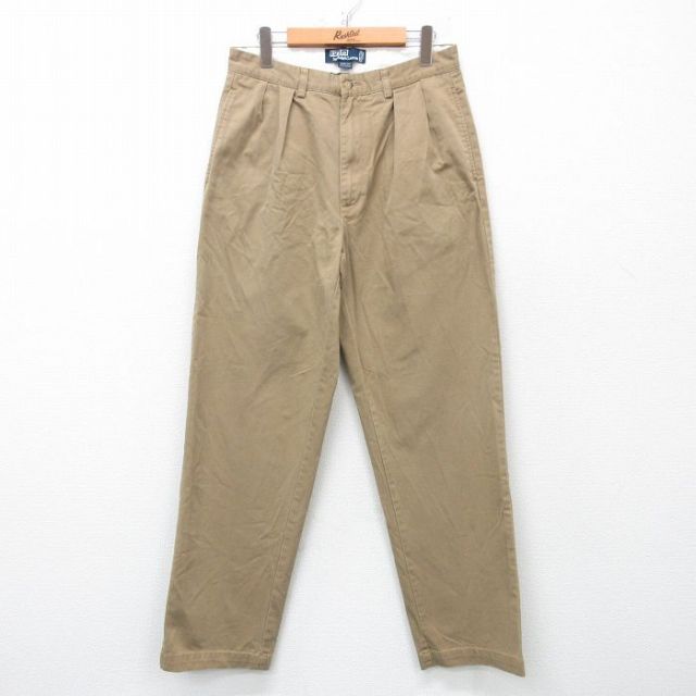 W31★古着 ラルフローレン Ralph Lauren ブランド チノ パンツ チノパン メンズ 90年代 90s ANDREW コットン ベージュ カーキ 【spe】 25apr21 中古 ボトムス ロング