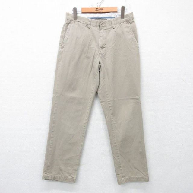W31★古着 ラルフローレン Ralph Lauren ブランド パンツ メンズ コットン 薄ベージュ カーキ 25apr21 中古 ボトムス ロング