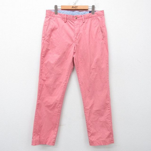 W34★古着 ラルフローレン Ralph Lauren ブランド パンツ メンズ ワンポイントロゴ ピンク 25apr21 中古 ボトムス ロング