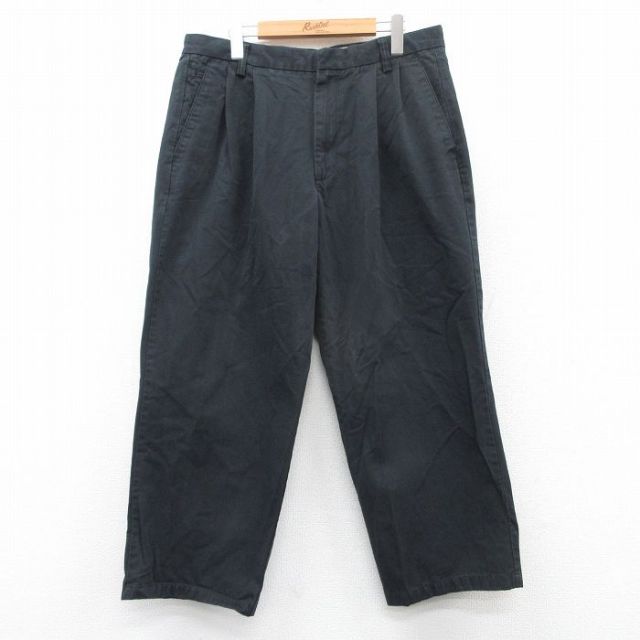 W34★古着 ドッカーズ パンツ メンズ コットン 黒 ブラック 25apr19 中古 ボトムス ロング