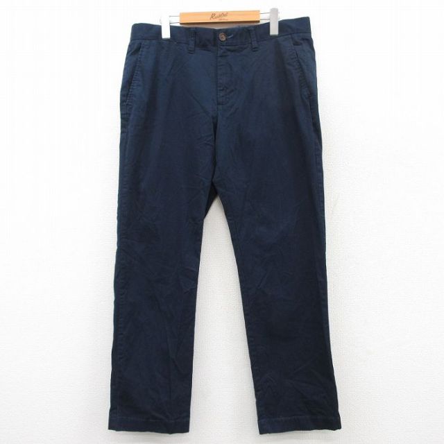 W36★古着 トミーヒルフィガー TOMMY HILFIGER ブランド パンツ メンズ ワンポイントロゴ 紺 ネイビー 25apr19 中古 ボトムス ロング