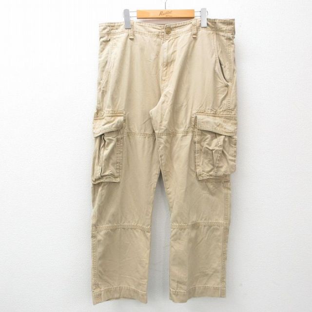 W37★古着 オールドネイビー OLD NAVY カーゴ パンツ メンズ コットン ベージュ系 カーキ 25apr21 中古 ボトムス ロング