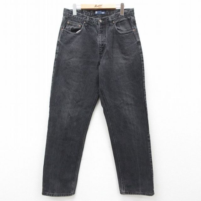 W33★古着 モッシモ ジーンズ メンズ コットン 黒 ブラック デニム 25apr21 中古 ボトムス ジーパン Gパン ロング パンツ