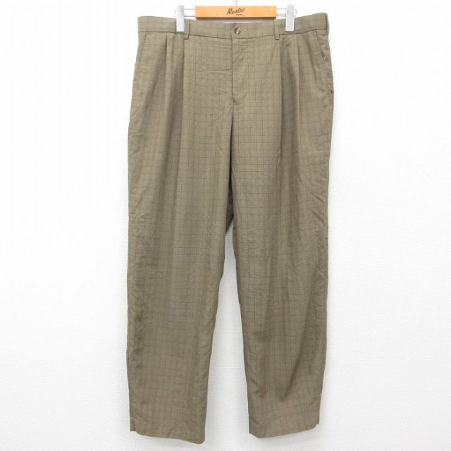 W36★古着 IZOD パンツ メンズ 緑系他 グリーン チェック 25apr21 中古 ボトムス ロング