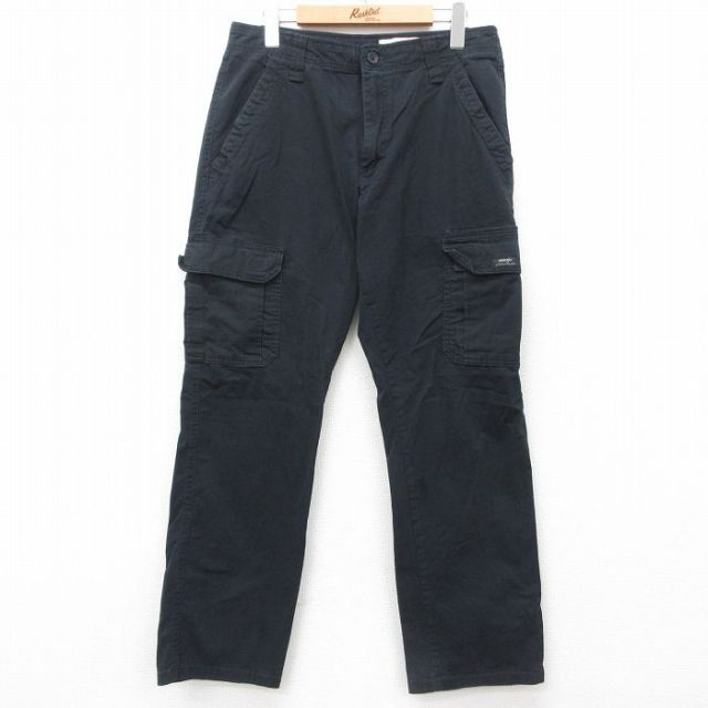 W32★古着 ラングラー Wrangler カーゴ パンツ メンズ 黒 ブラック 25apr21 中古 ボトムス ロング
