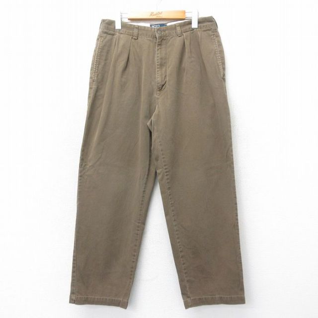 W32★古着 ラルフローレン Ralph Lauren ブランド チノ パンツ チノパン メンズ 90年代 90s ANDREW コットン 茶 ブラウン 25apr21 中古 ボトムス ロング