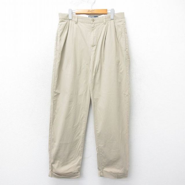 W34★古着 ラルフローレン Ralph Lauren ブランド パンツ メンズ 90年代 90s HAMMOND コットン ベージュ カーキ 25apr21 中古 ボトムス ロング