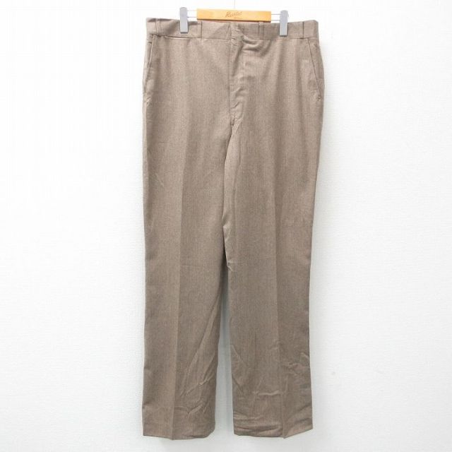 W37★古着 ランズエンド スラックス パンツ メンズ 80年代 80s タロン USA製 ベージュ カーキ 【spe】 25apr21 中古 ボトムス ロング