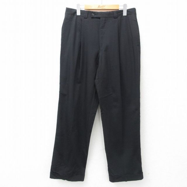 W32★古着 カルバンクライン Calvin Klein スラックス パンツ メンズ 黒 ブラック 25apr21 中古 ボトムス ロング