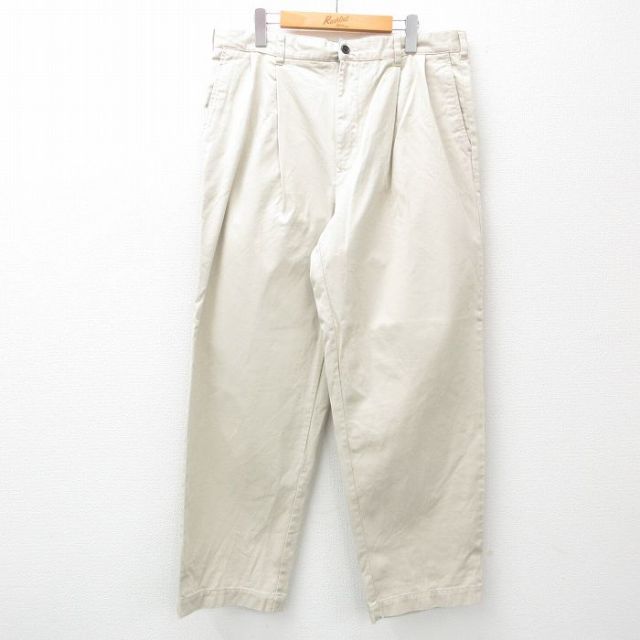 W36★古着 トミーヒルフィガー TOMMY HILFIGER ブランド チノ パンツ チノパン メンズ 90年代 90s ゴルフ コットン 薄ベージュ カーキ 25apr21 中古 ボトムス ロング