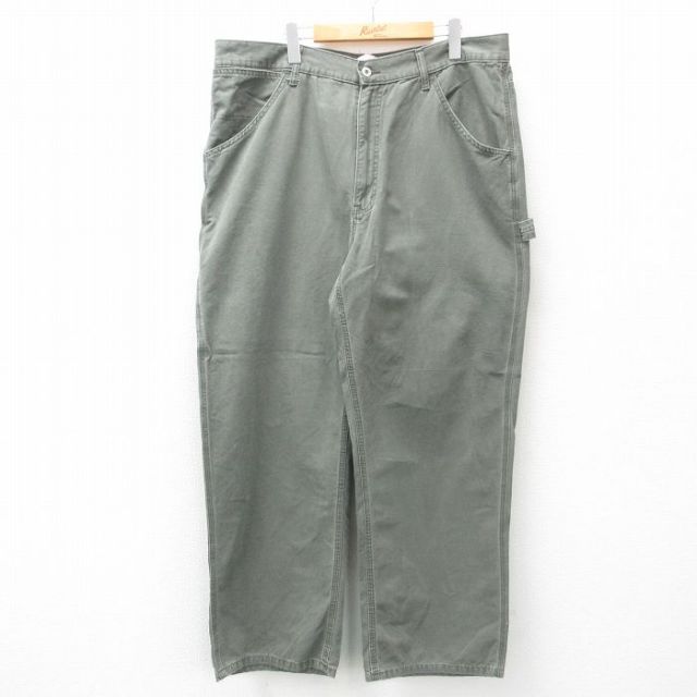 W39★古着 ギャップ GAP ペインター パンツ メンズ 00年代 00s 大きいサイズ ダック地 コットン 薄緑 グリーン 25apr21 中古 ボトムス ロング