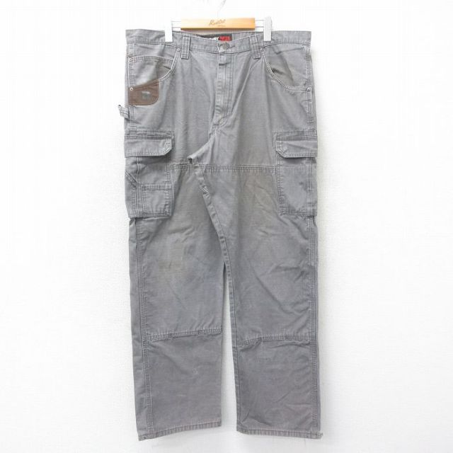 W39★古着 ラングラー Wrangler ペインター カーゴ パンツ メンズ ダブルニー リップストップ コットン グレー 25apr23 中古 ボトムス ロング