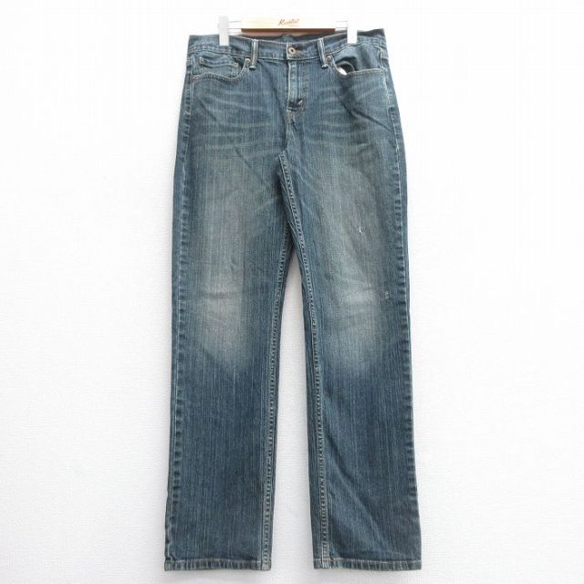 W31★古着 リーバイス Levis 514 ジーンズ メンズ ヒゲ 紺 ネイビー デニム 25apr22 中古 ボトムス ジーパン Gパン ロング パンツ