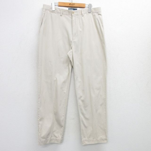 W34★古着 ラルフローレン Ralph Lauren ブランド チノ パンツ チノパン メンズ 90年代 90s ワンポイントロゴ コットン 薄ベージュ カーキ 25apr23 中古 ボトムス ロング