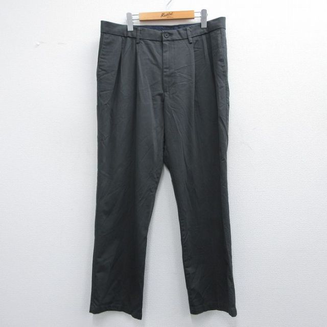 W36★古着 ドッカーズ パンツ メンズ ワンポイントロゴ 濃グレー 25apr23 中古 ボトムス ロング
