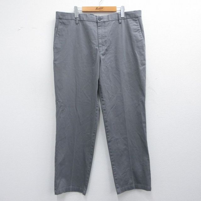 W39★古着 ドッカーズ パンツ メンズ ワンポイントロゴ グレー 25apr23 中古 ボトムス ロング