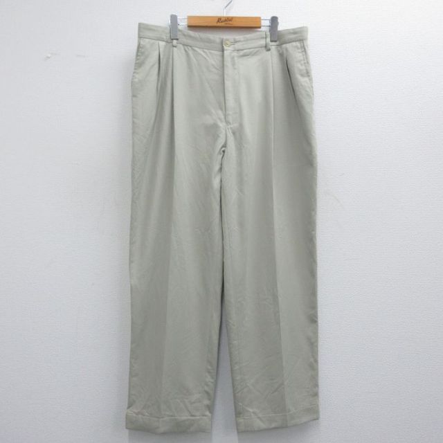 W39★古着 バンヒューセン スラックス パンツ メンズ 薄ベージュ カーキ 25apr23 中古 ボトムス ロング